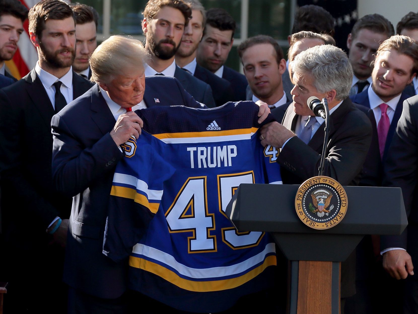 St. Louis Blues visit President Trump at White House with Stanley Cup